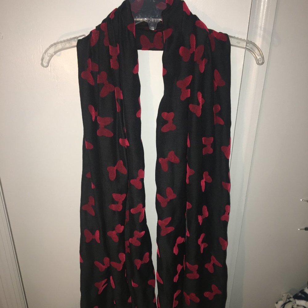 Disney Scarf / Wrap with Red Minnie Mouse Bows